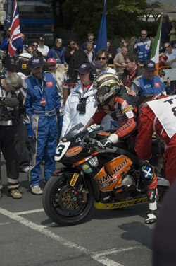 John McGuinness at the start line on his way to a 12th TT victory